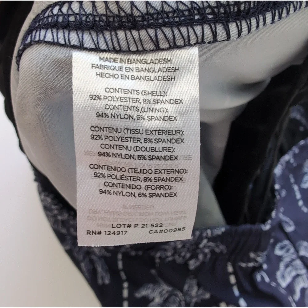 Onia The Calder Swim Trunks Mens XL Navy Blue Sketch Palm Tree Luxury